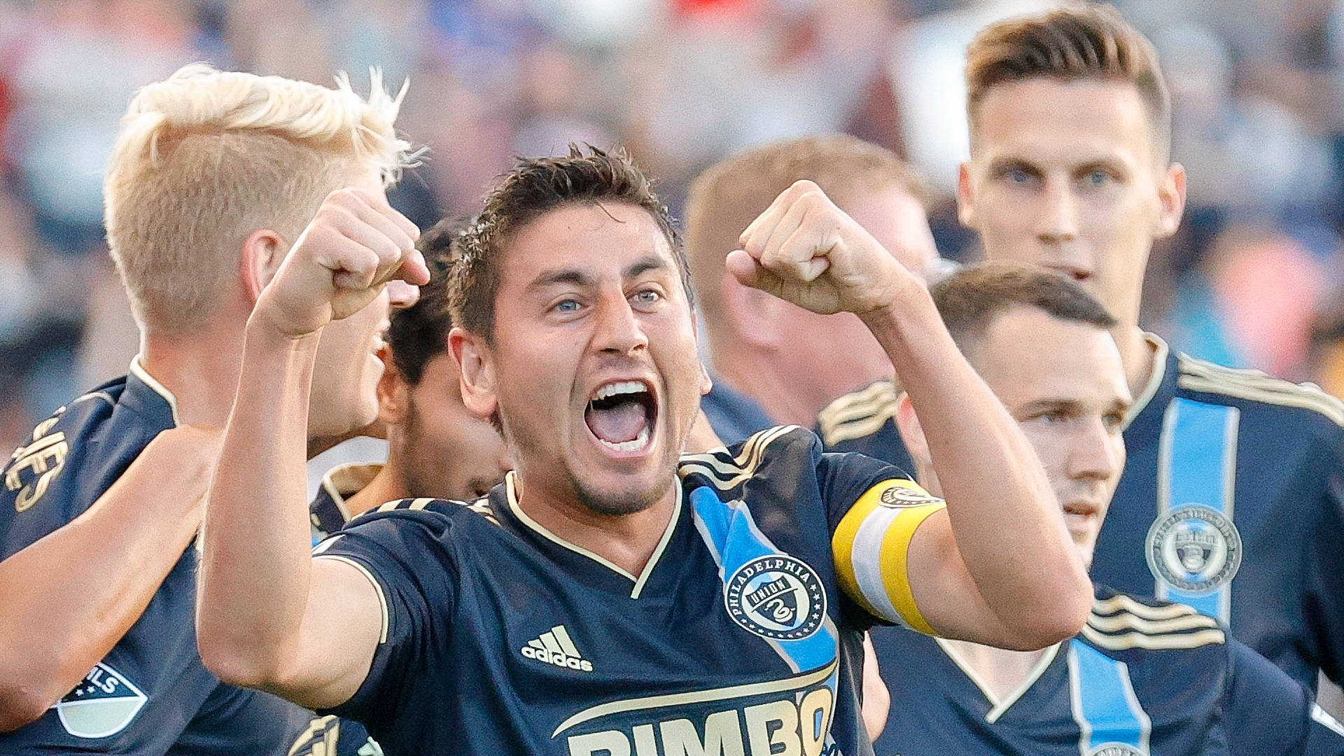 Philadelphia Union, dark blue jersey, sunlit field, Full HD Desktop Wallpaper