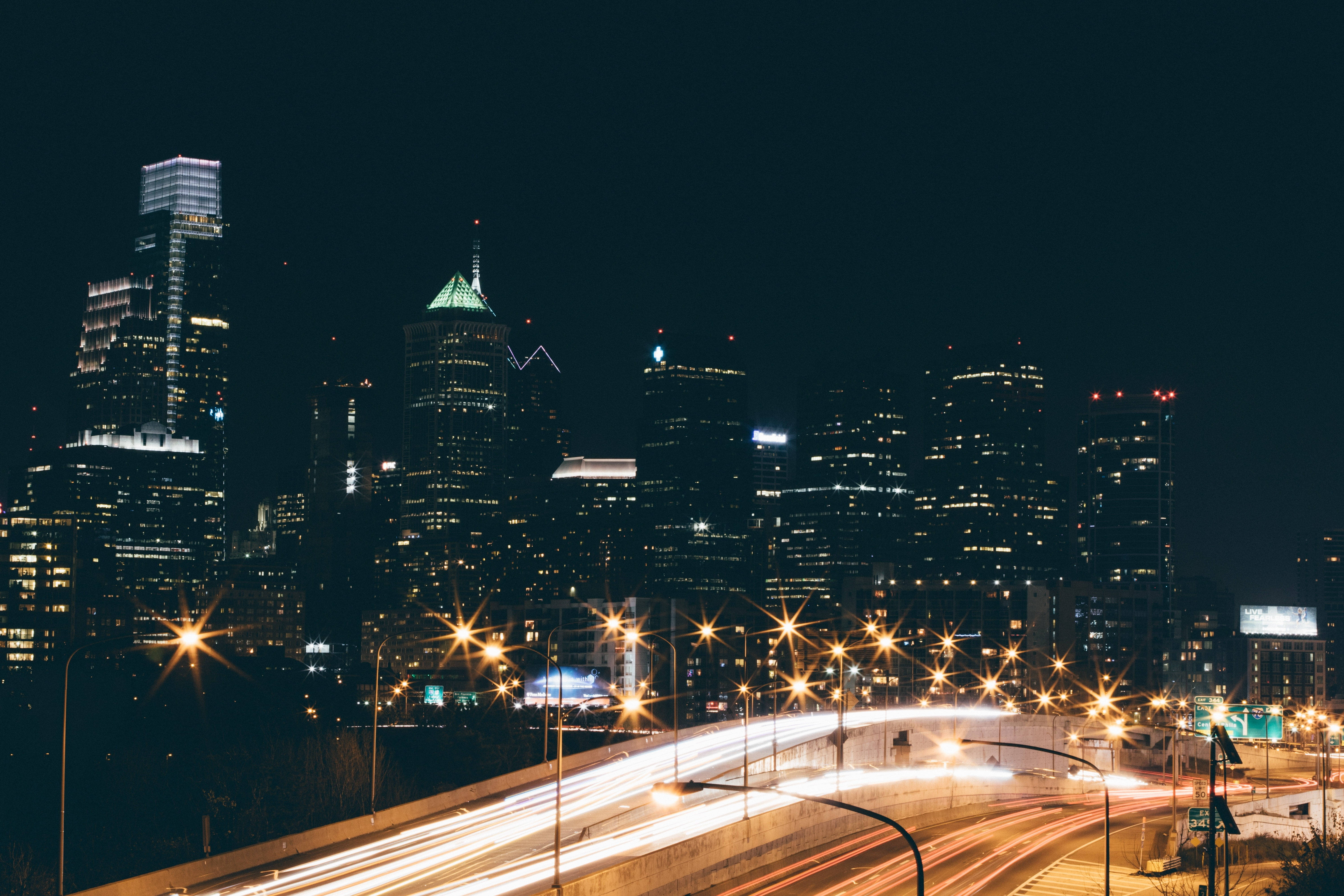 Philadelphia, cityscape, glowing skyscrapers, 5K Desktop Wallpaper