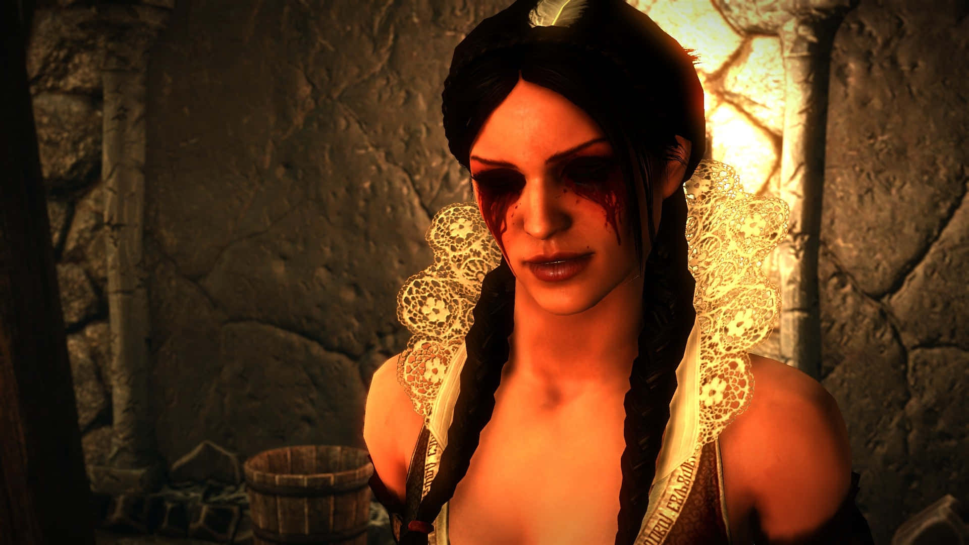 Philippa Eilhart, braided hair, lace adornments, Full HD Desktop Wallpaper