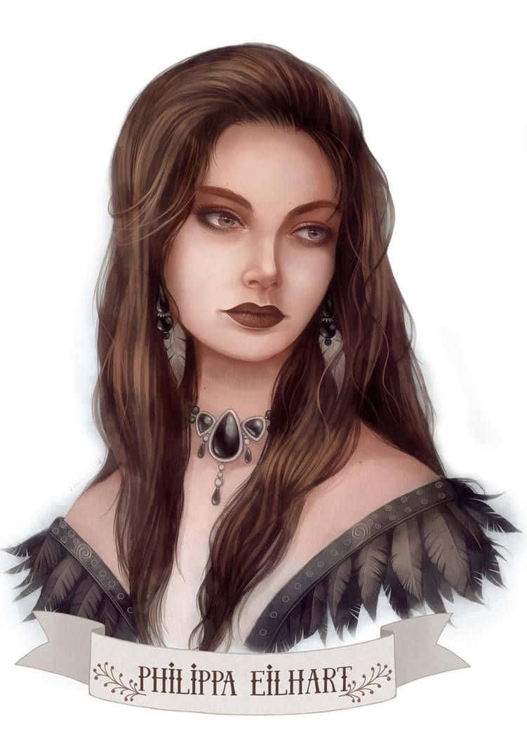 Philippa Eilhart, feathered black top, ornate necklace, SD Phone Wallpaper