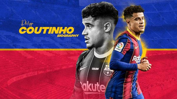 Philippe Coutinho, black and blue kits, red and blue background, SD Desktop Wallpaper