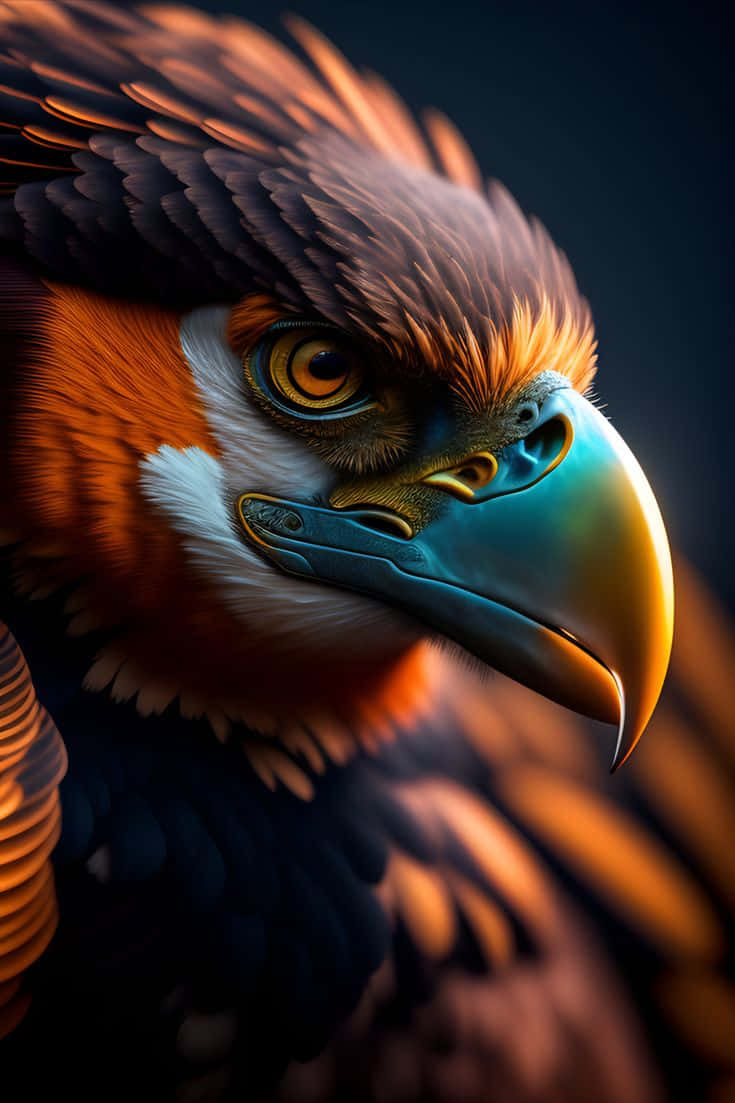 Philippine Eagle, fiery orange and black feathers, piercing golden eyes, SD Phone Wallpaper