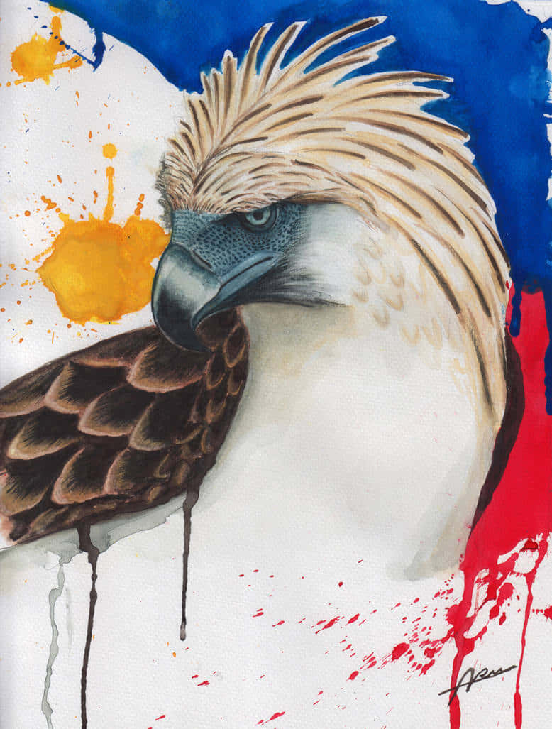 Philippine Eagle, watercolor portrait, textured feathers, SD Phone Wallpaper
