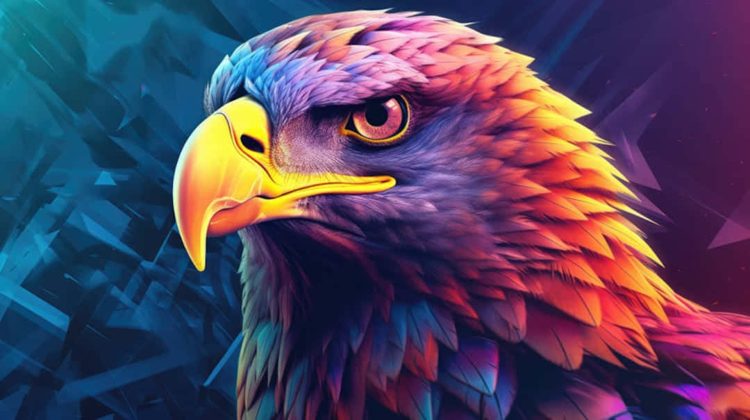 Philippine Eagle, iridescent feathers, fiery oranges and purples, SD Desktop Wallpaper