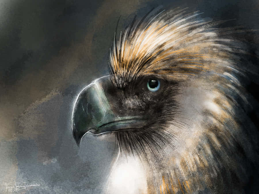 Philippine Eagle, piercing blue eyes, sharp curved beak, SD Desktop Wallpaper