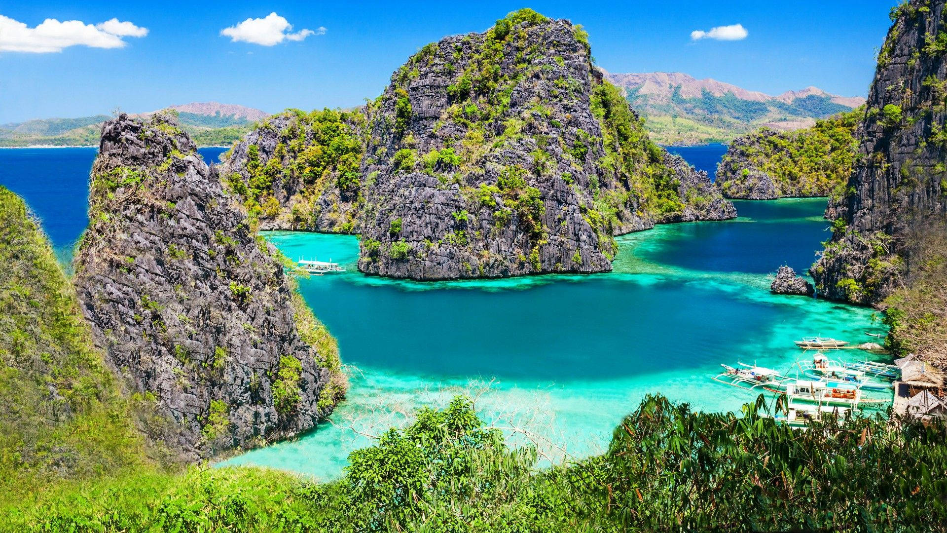 Philippines, tropical bay, turquoise waters, Full HD Desktop Wallpaper