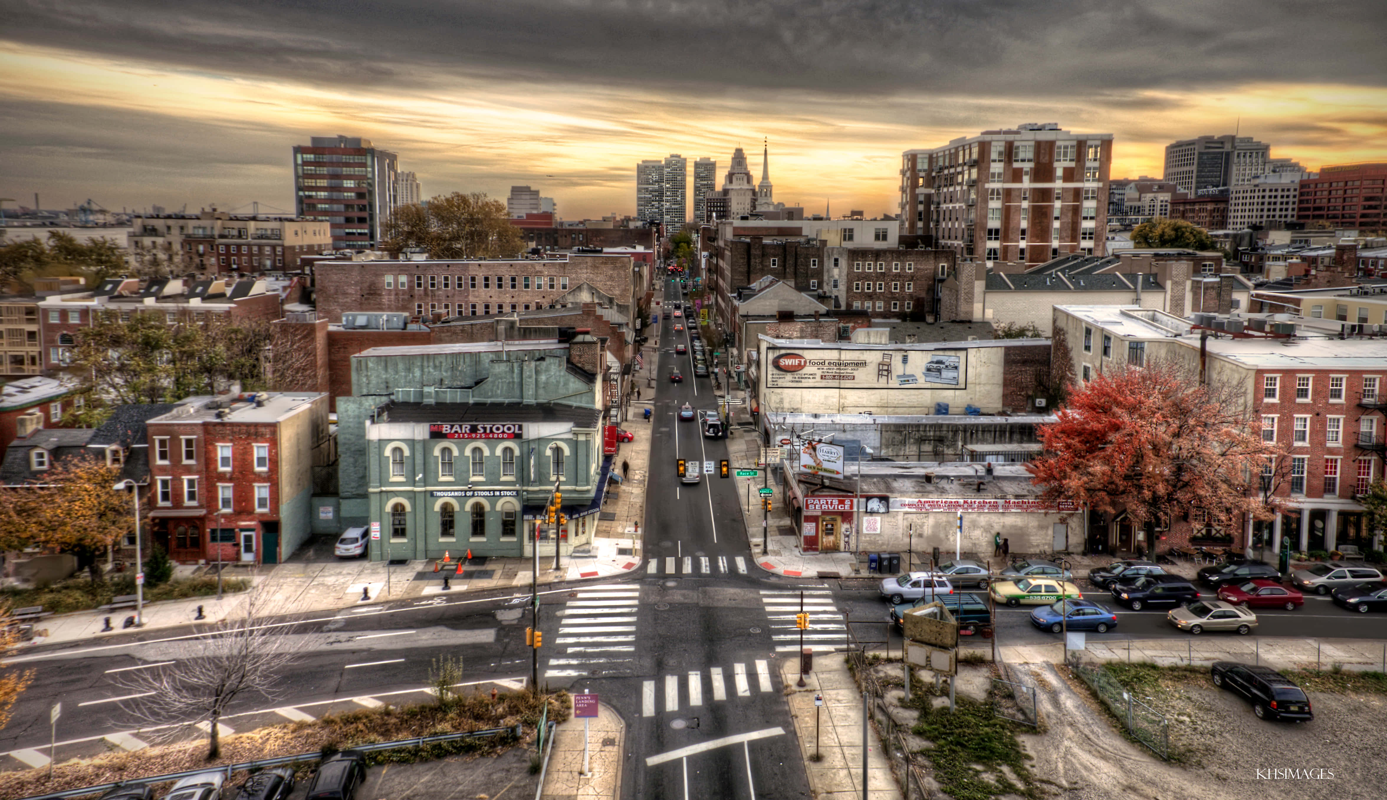 Philly, sunset, city street, 4K Desktop Wallpaper