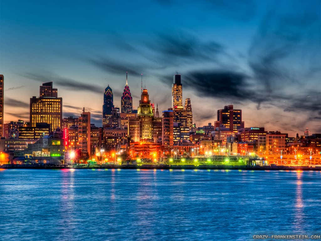 Philly, city skyline, night, SD Desktop Wallpaper