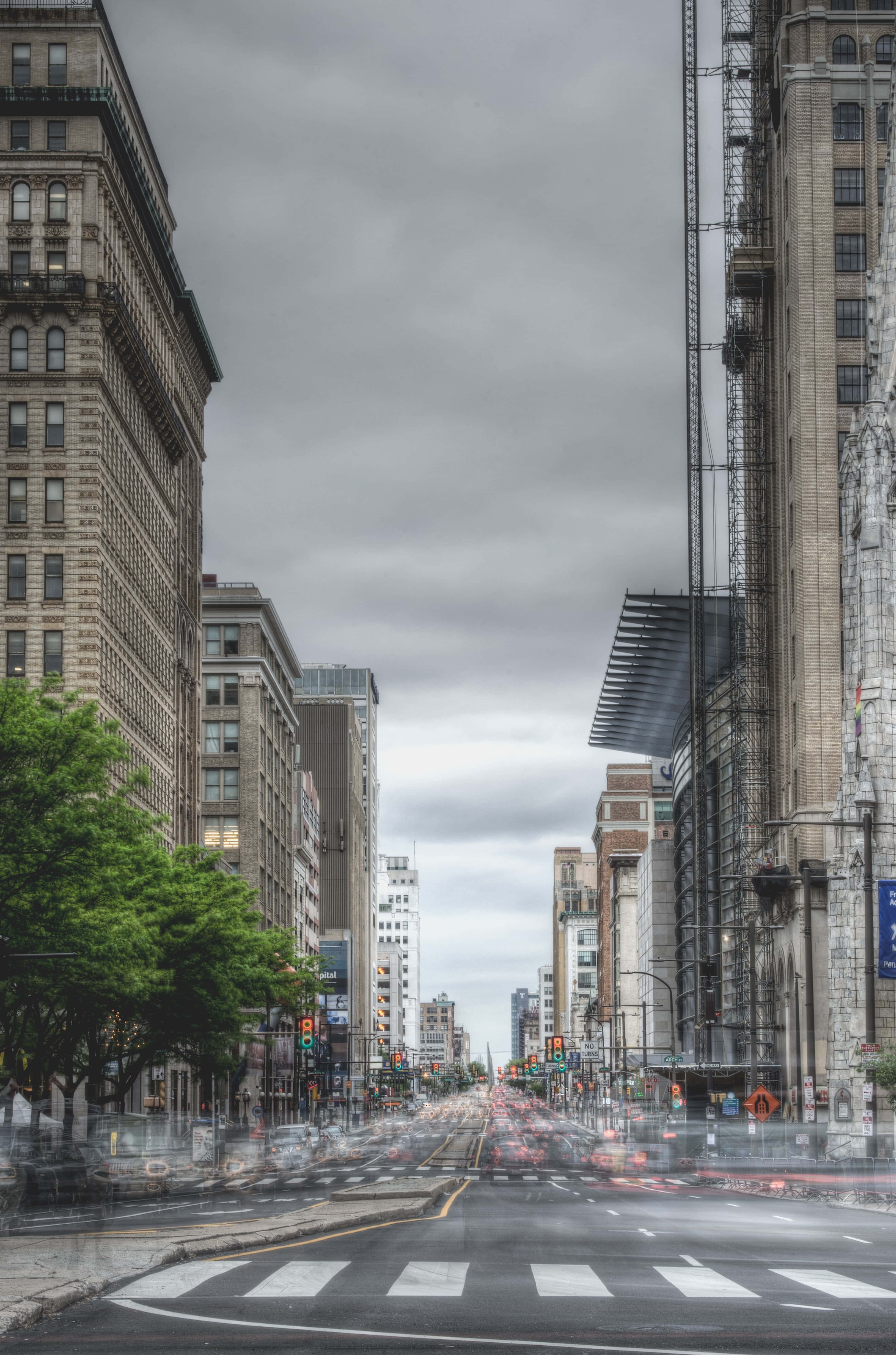 Philly, city street, rainy city street, 4K Phone Wallpaper