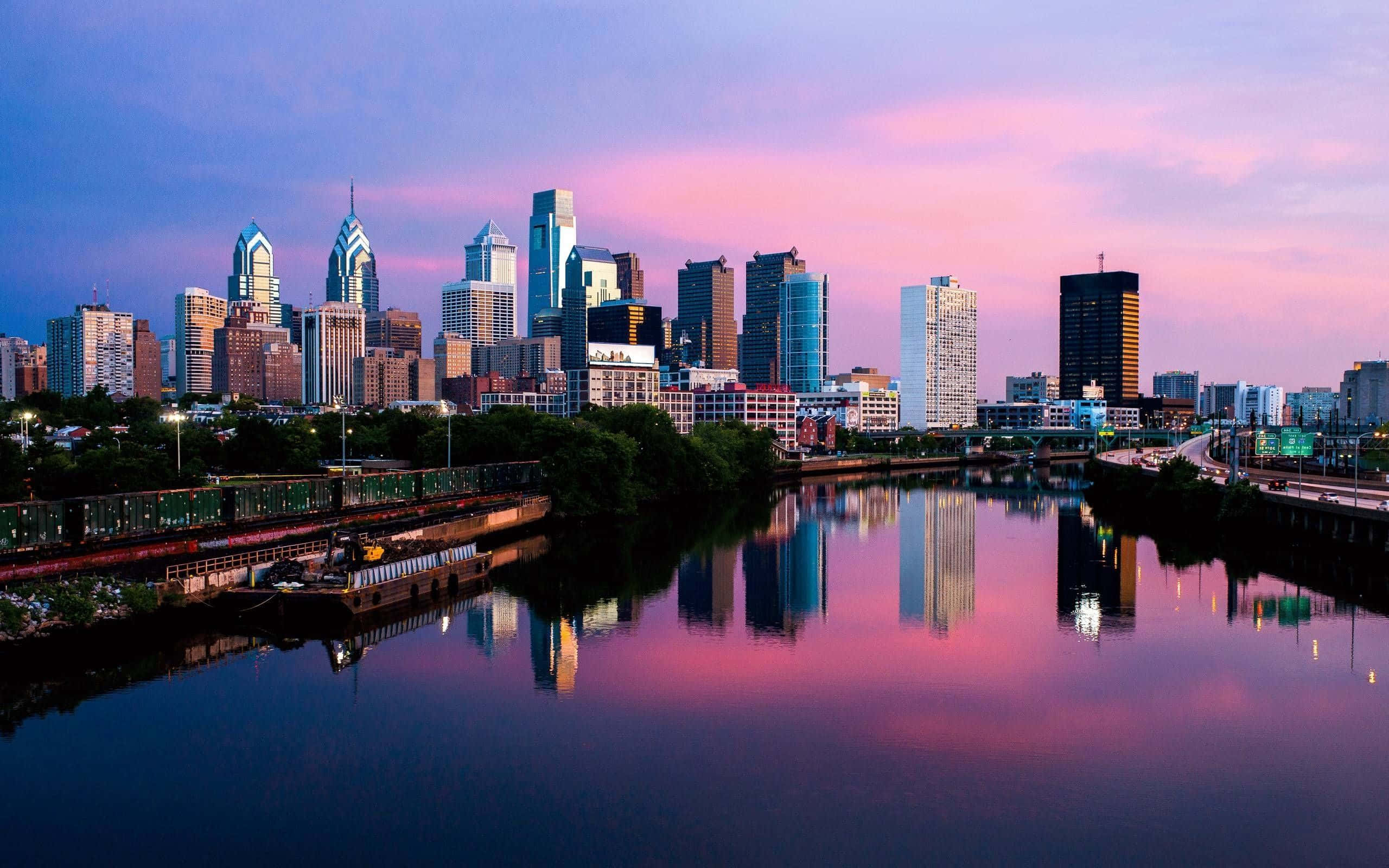 Philly, city skyline, river, 2K Desktop Wallpaper