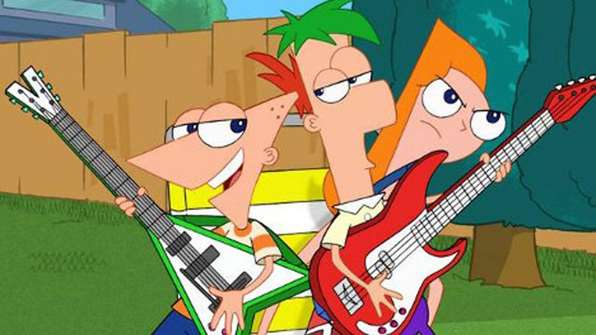 Phineas And Ferb, rockstar, electric guitars, Full HD Desktop Wallpaper