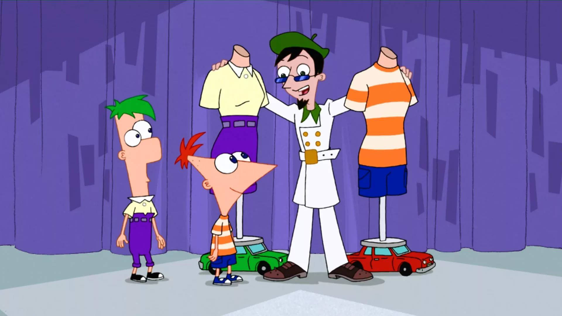 Phineas And Ferb, fashion show, mannequins, Full HD Desktop Wallpaper