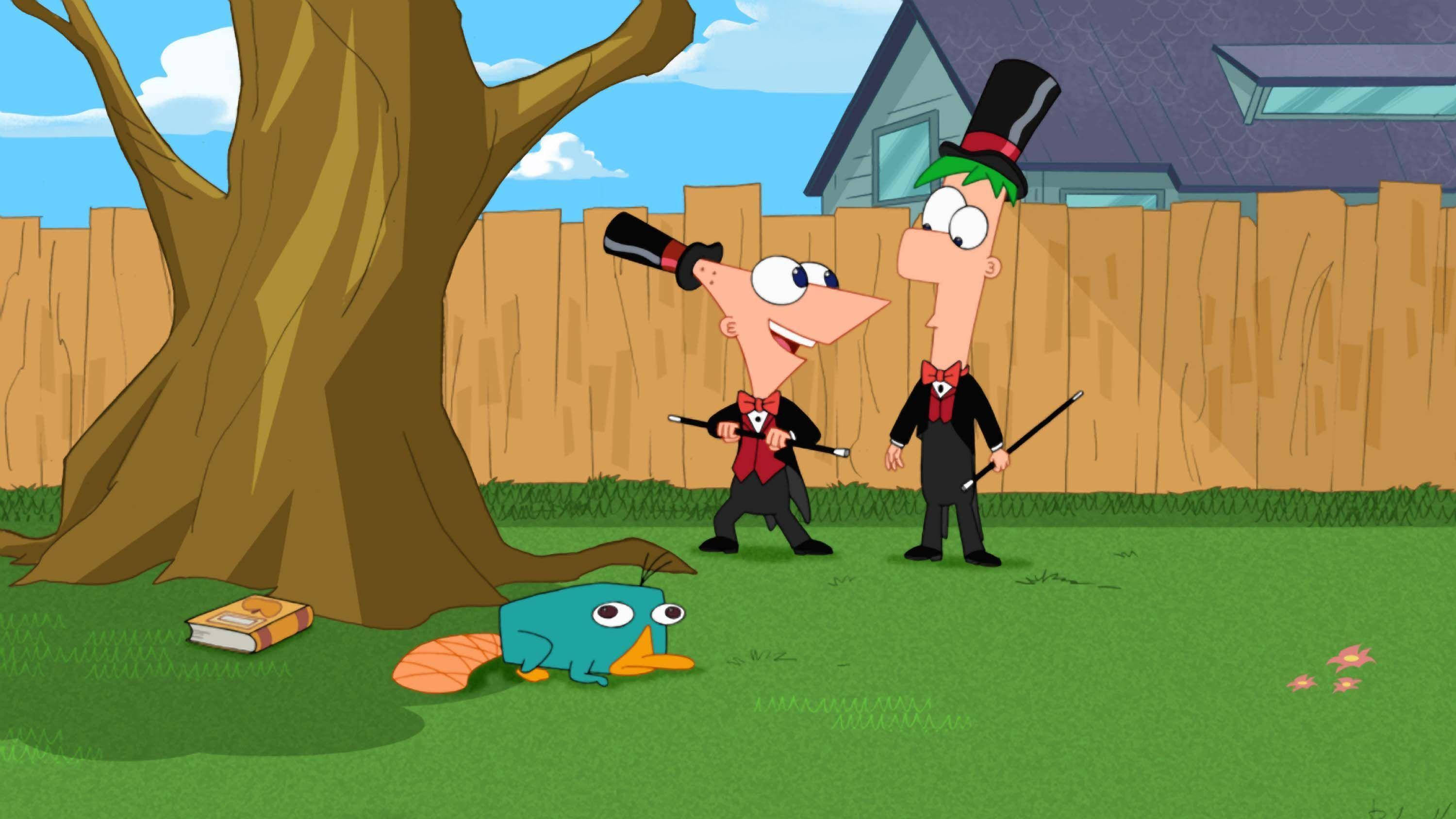 Phineas And Ferb, top hats, tuxedos, 2K Desktop Wallpaper