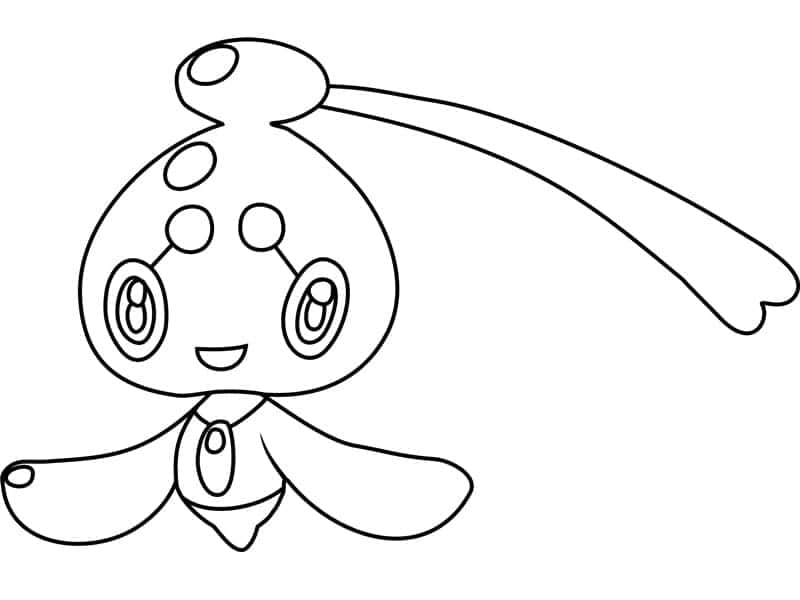Phione, black and white line drawing, cute cartoon creature, SD Desktop Wallpaper