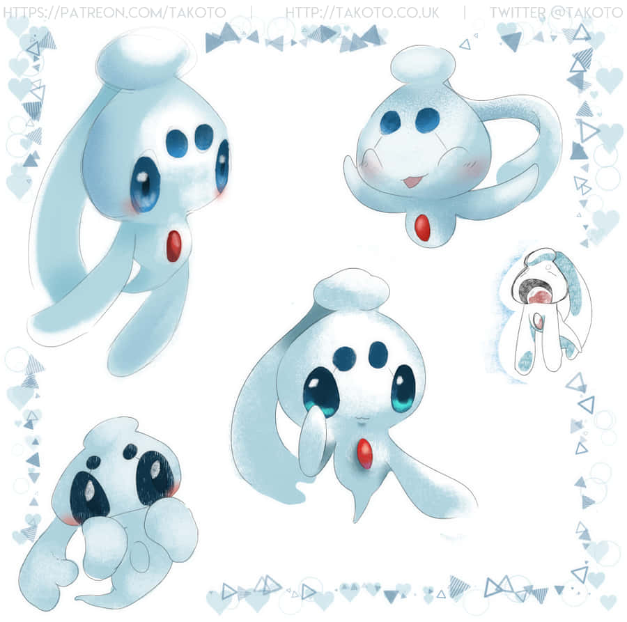 white phiones, light blue ghost-like creatures, big eyes, SD Desktop Wallpaper
