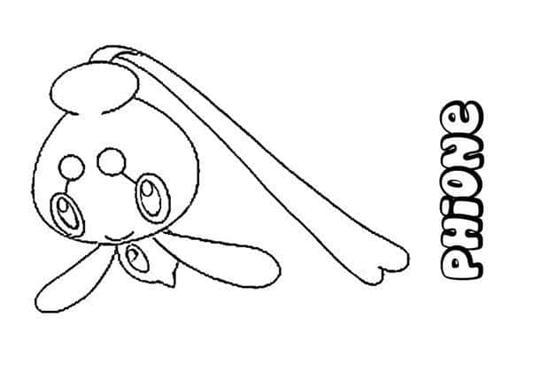 Phione, black and white line drawing, cute cartoon character, SD Desktop Wallpaper