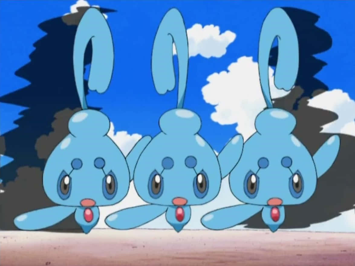 Phione, blue cartoon Pokémon, long ears, SD Desktop Wallpaper