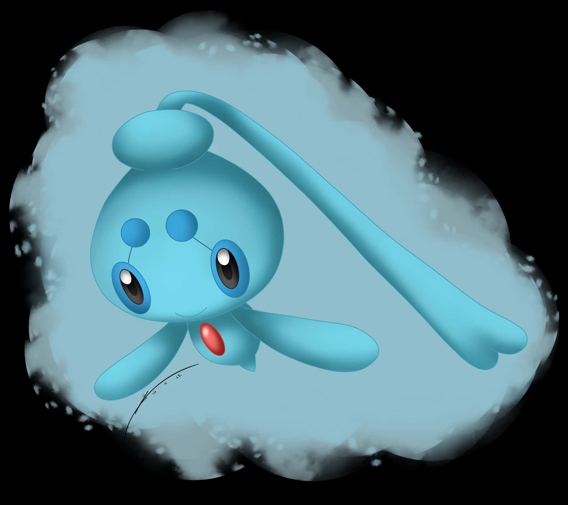 Phione, blue blob, big eyes, HD Desktop Wallpaper