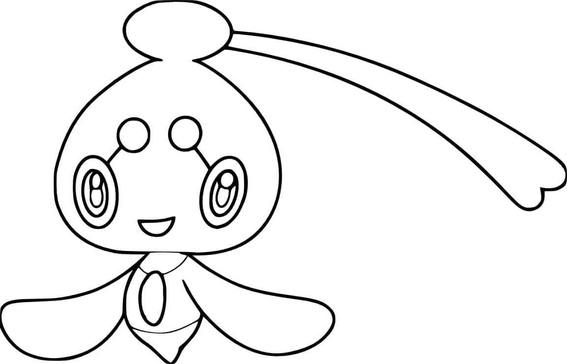 Phione, black and white line drawing, cute cartoon creature, SD Desktop Wallpaper