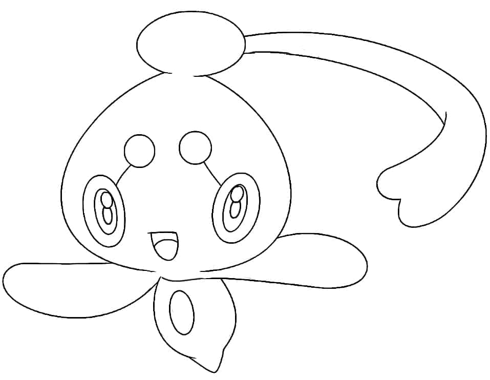 Phione, black and white line drawing, cute cartoon creature, SD Desktop Wallpaper