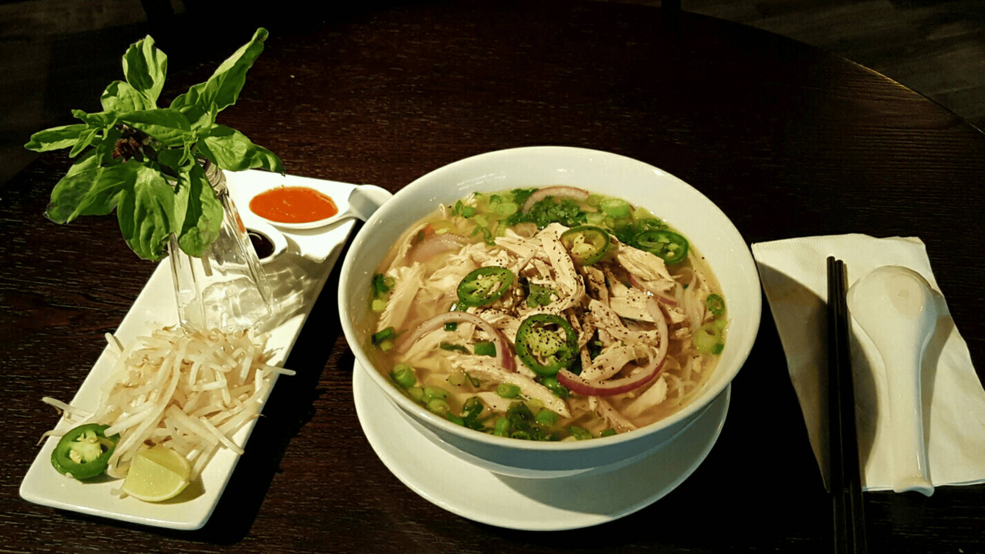 pho, light broth, noodles, Full HD Desktop Wallpaper