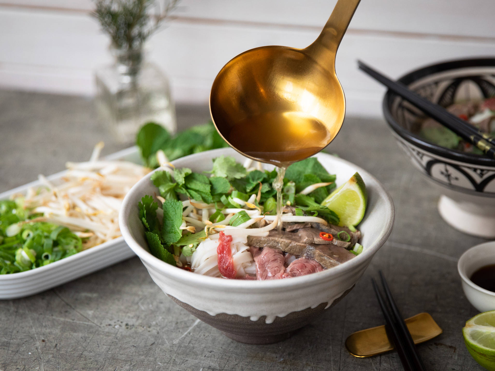 Pho, Vietnamese, golden broth, Full HD Desktop Wallpaper