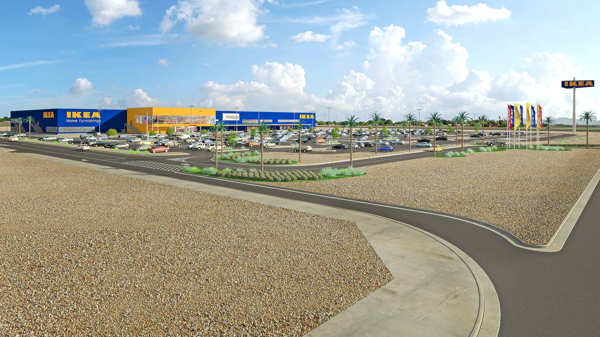 Phoenix, Arizona, IKEA store, large parking lot, Full HD Desktop Wallpaper