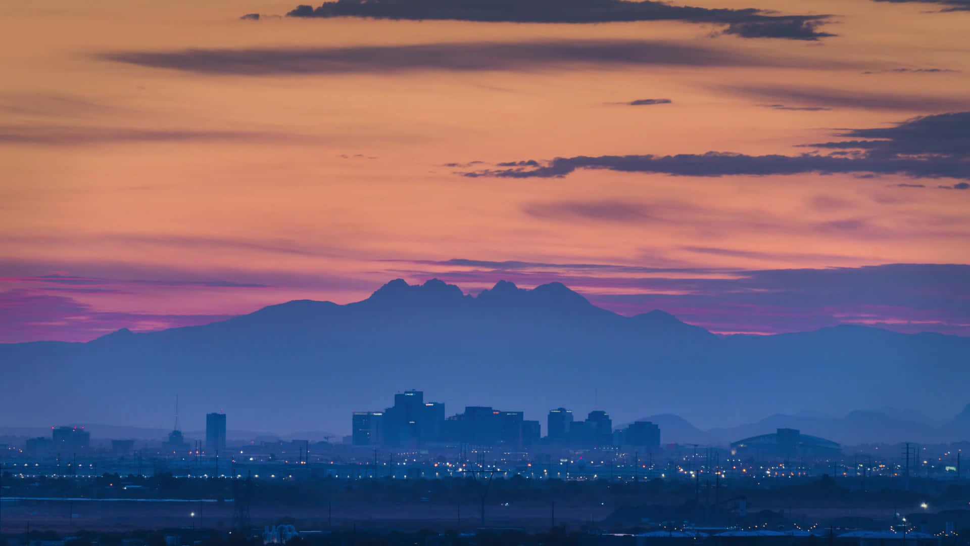 Phoenix, Arizona, vibrant orange and purple sunset, Full HD Desktop Wallpaper