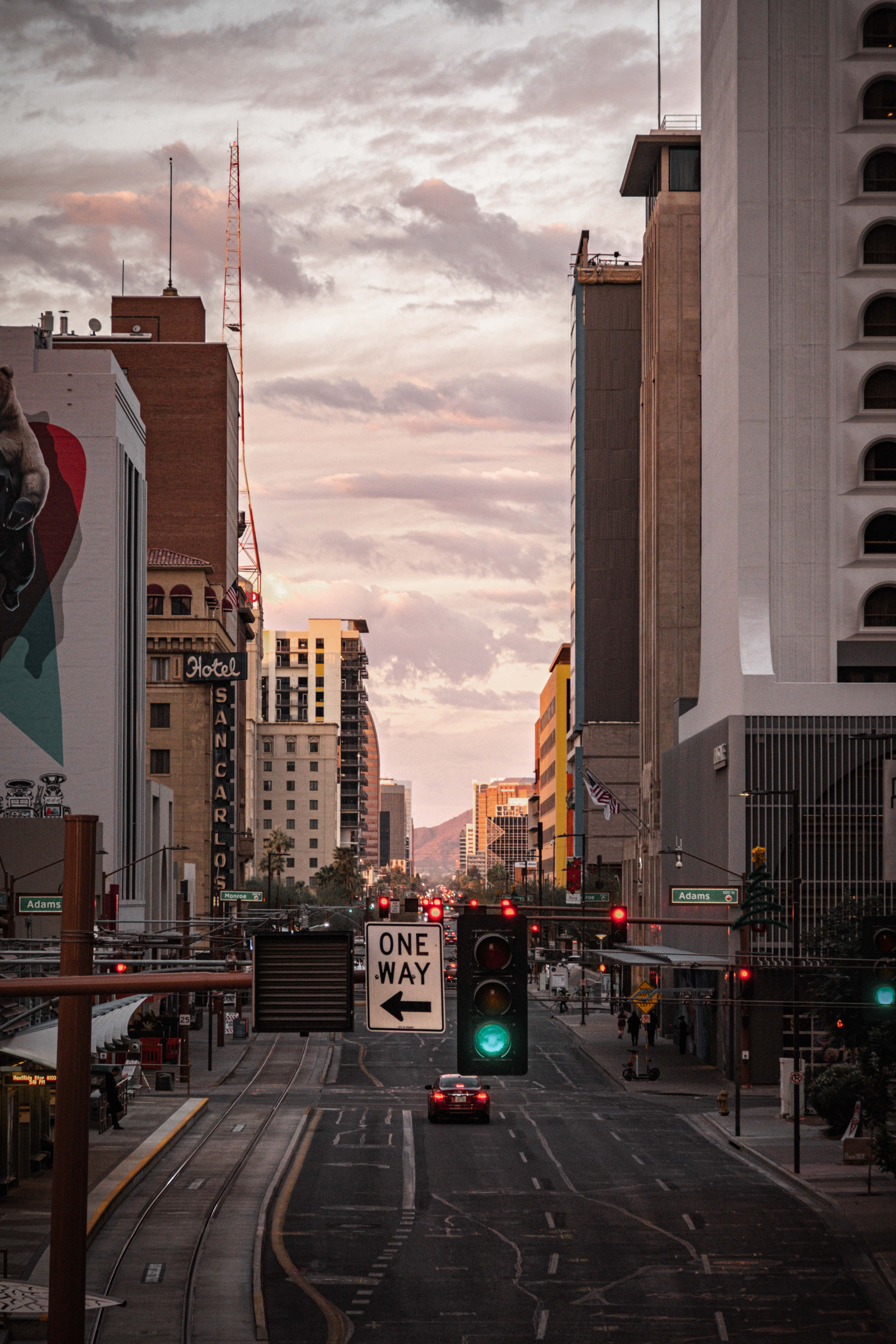 Phoenix, Arizona, sunset, city street, 5K Phone Wallpaper