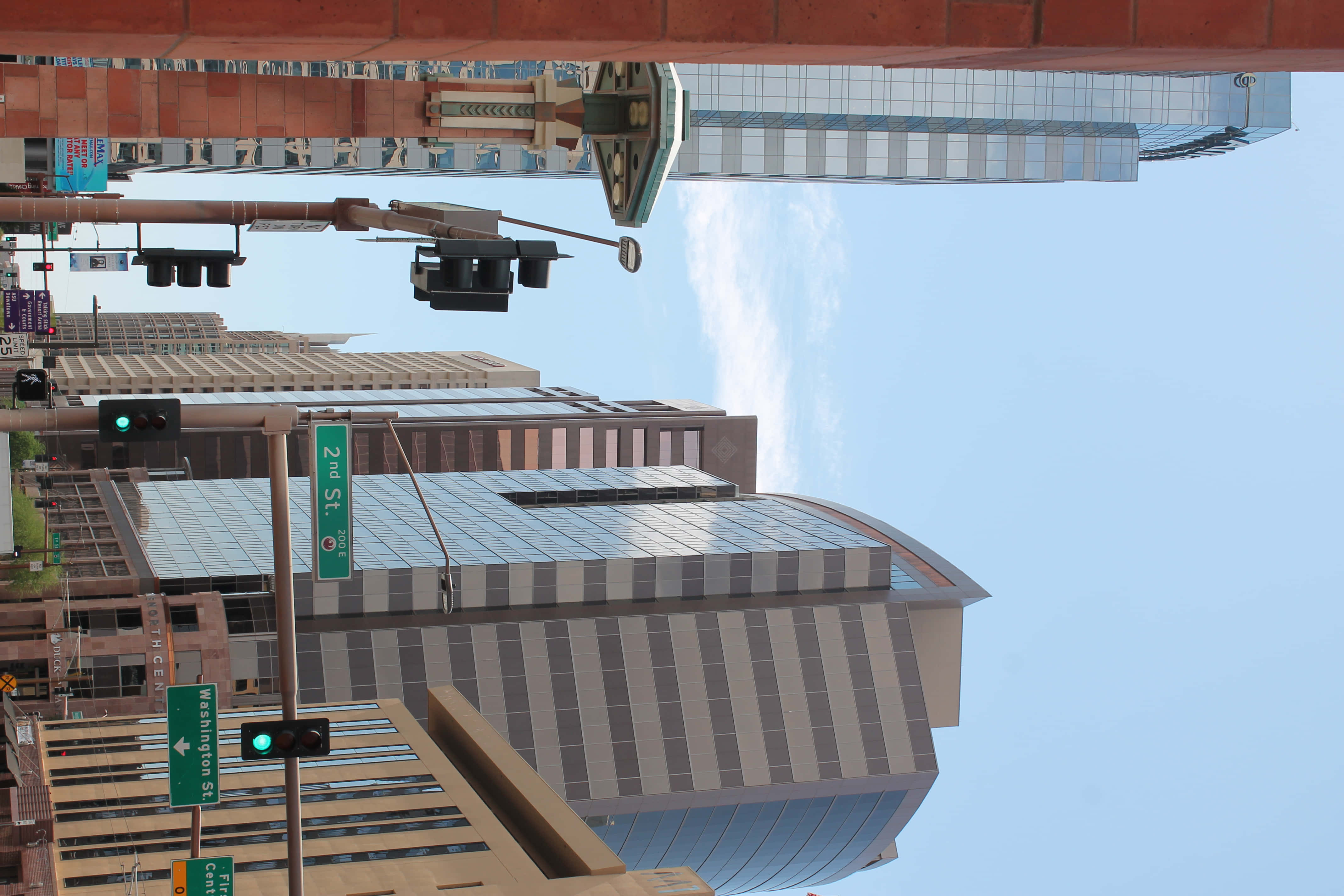 Phoenix Arizona, glass skyscrapers, street signs, 4K Desktop Wallpaper