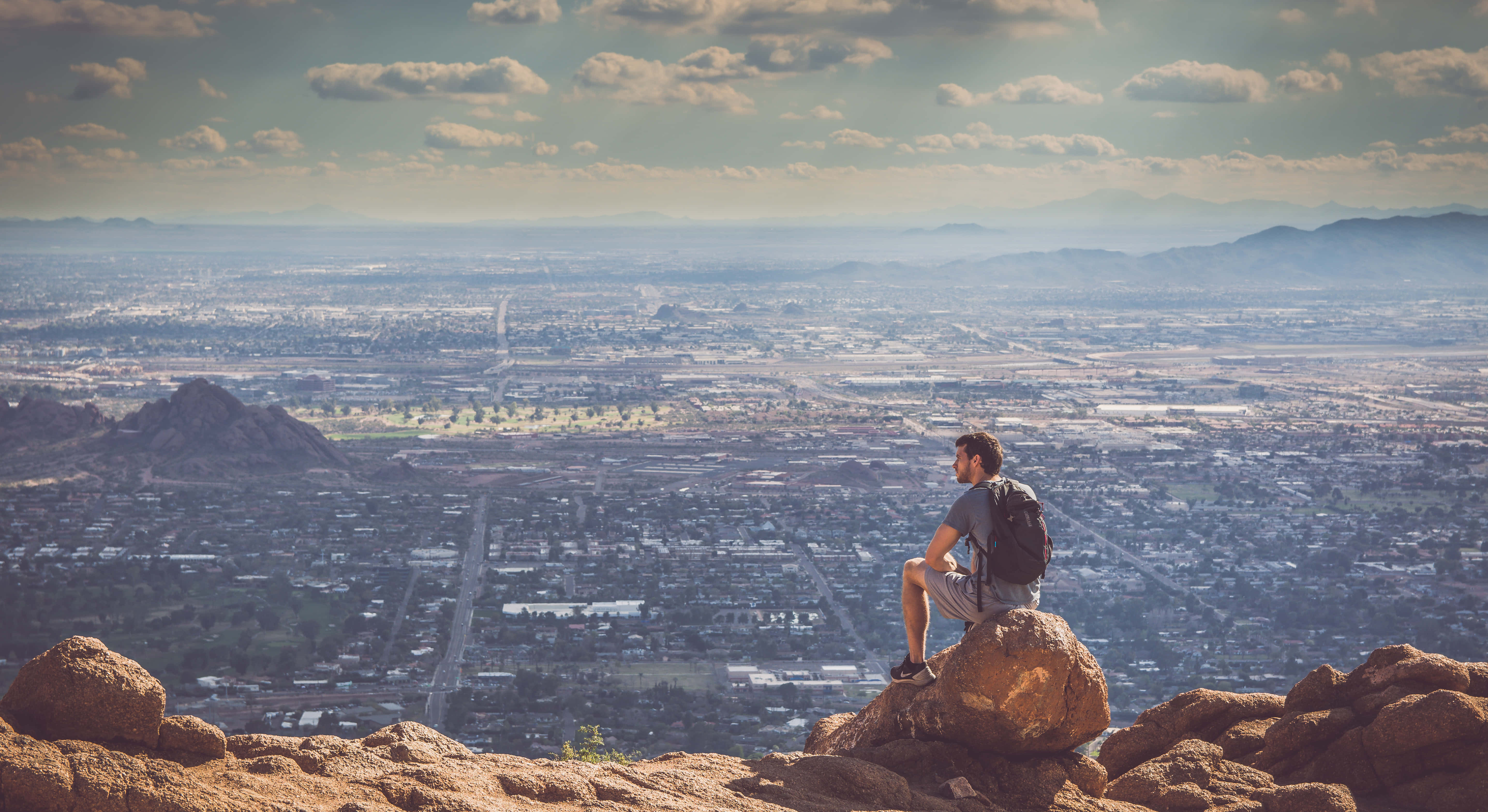 Phoenix, Arizona, rocky cliff, cityscape, 5K Desktop Wallpaper