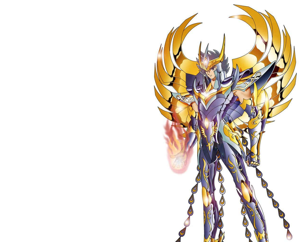 Phoenix Ikki, golden armor, purple armor, HD Desktop Wallpaper