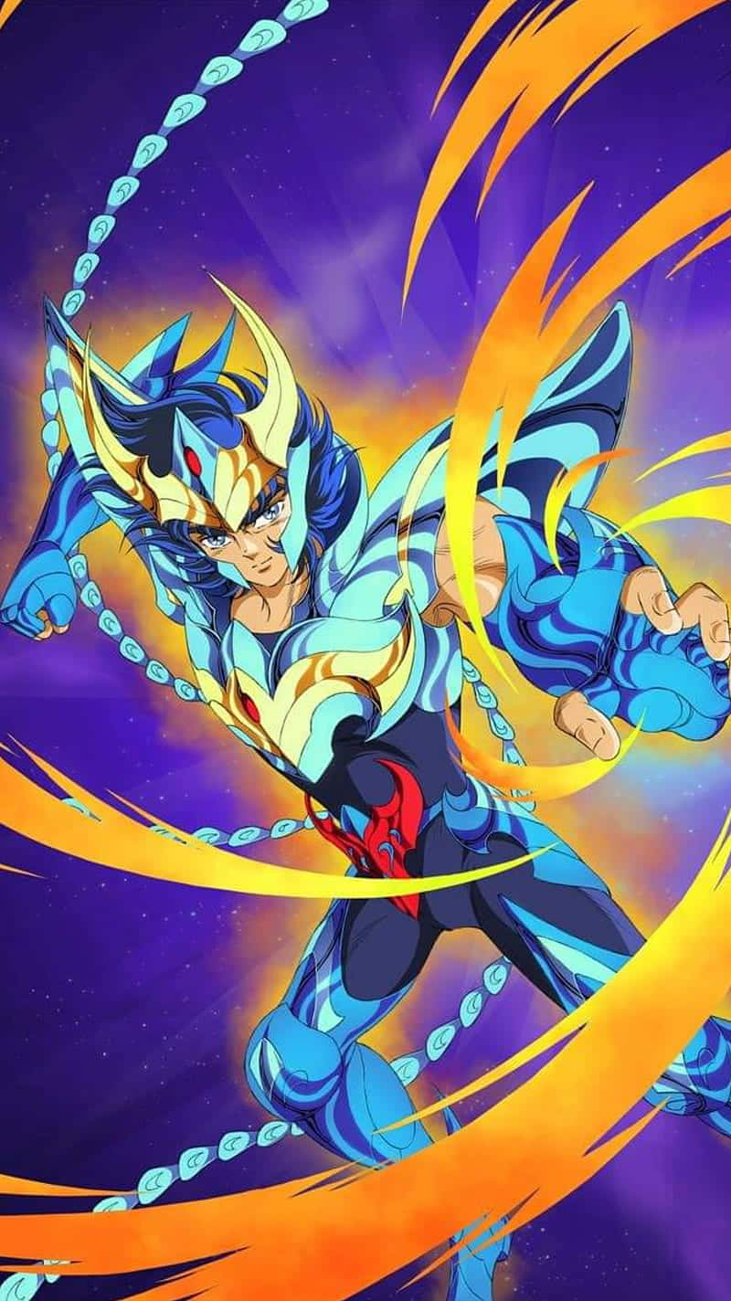 Phoenix Ikki, flaming cosmo, blue armored anime warrior, HD Phone Wallpaper