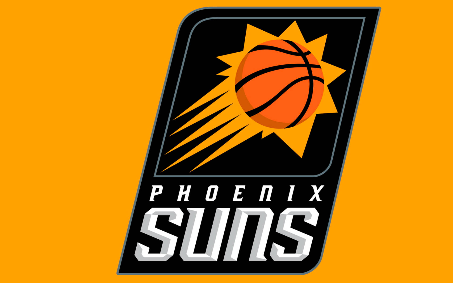 Phoenix Suns, orange basketball, yellow sun rays, Full HD Desktop Wallpaper