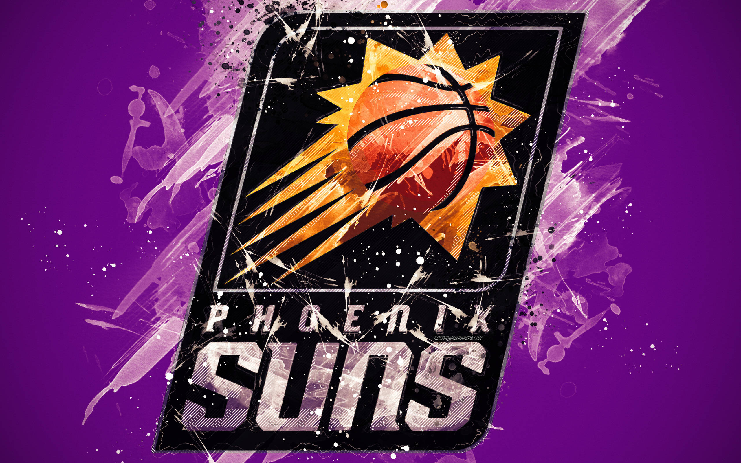 Phoenix Suns, glowing orange ball, starburst, 2K Desktop Wallpaper