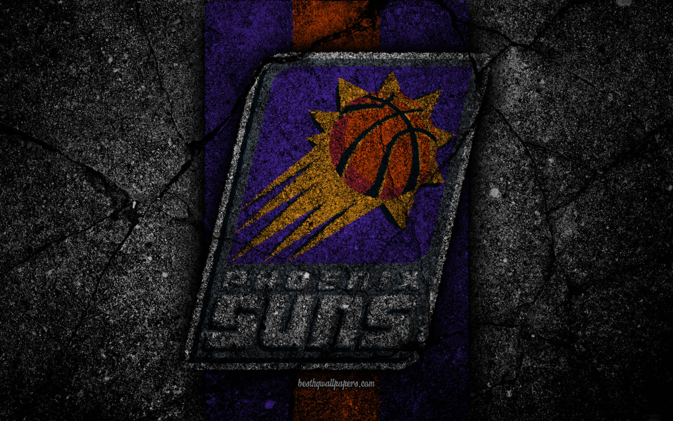 Phoenix Suns, cement wall, cracked asphalt, 2K Desktop Wallpaper
