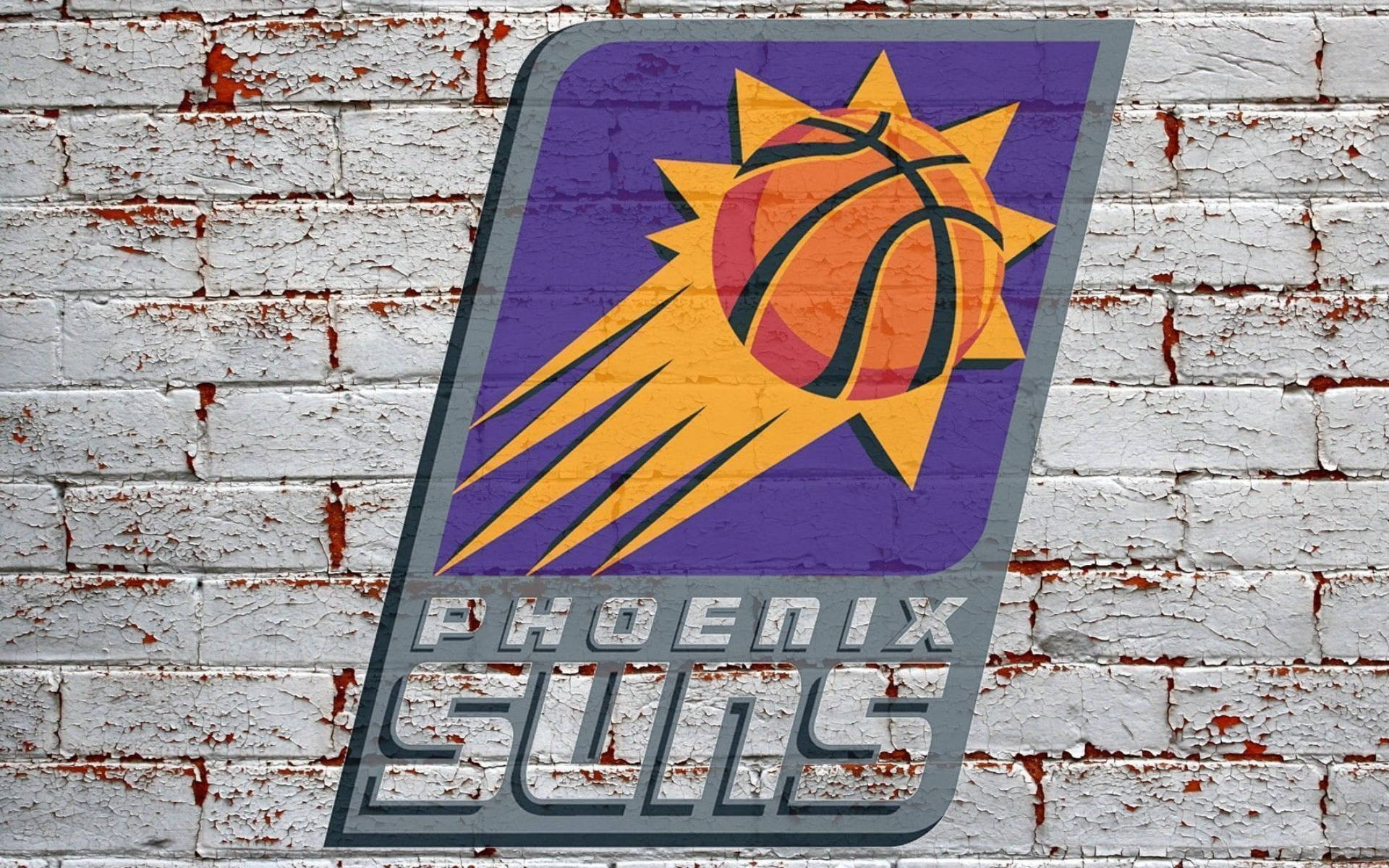Phoenix Suns, logo, brick wall, Full HD Desktop Wallpaper
