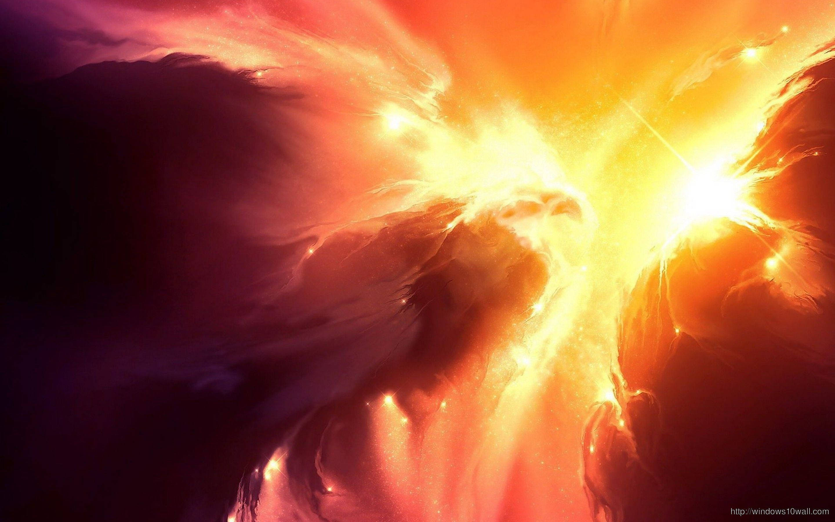 Phoenix, bright flame, fiery orange, 2K Desktop Wallpaper