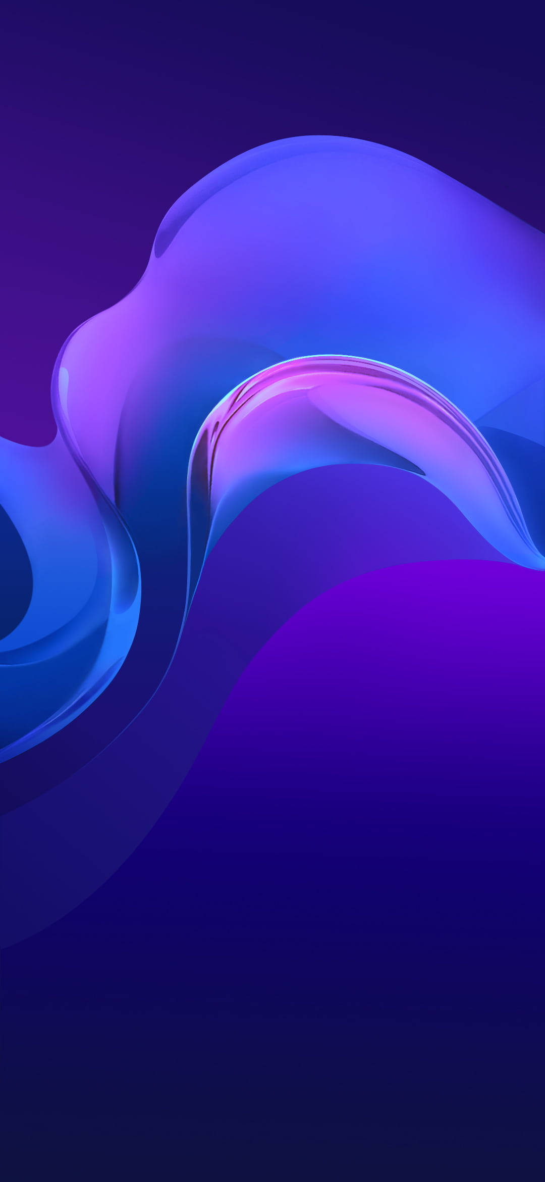 vivo y20, sleek purple wave, glowing blue and purple abstract waves, Full HD Phone Wallpaper