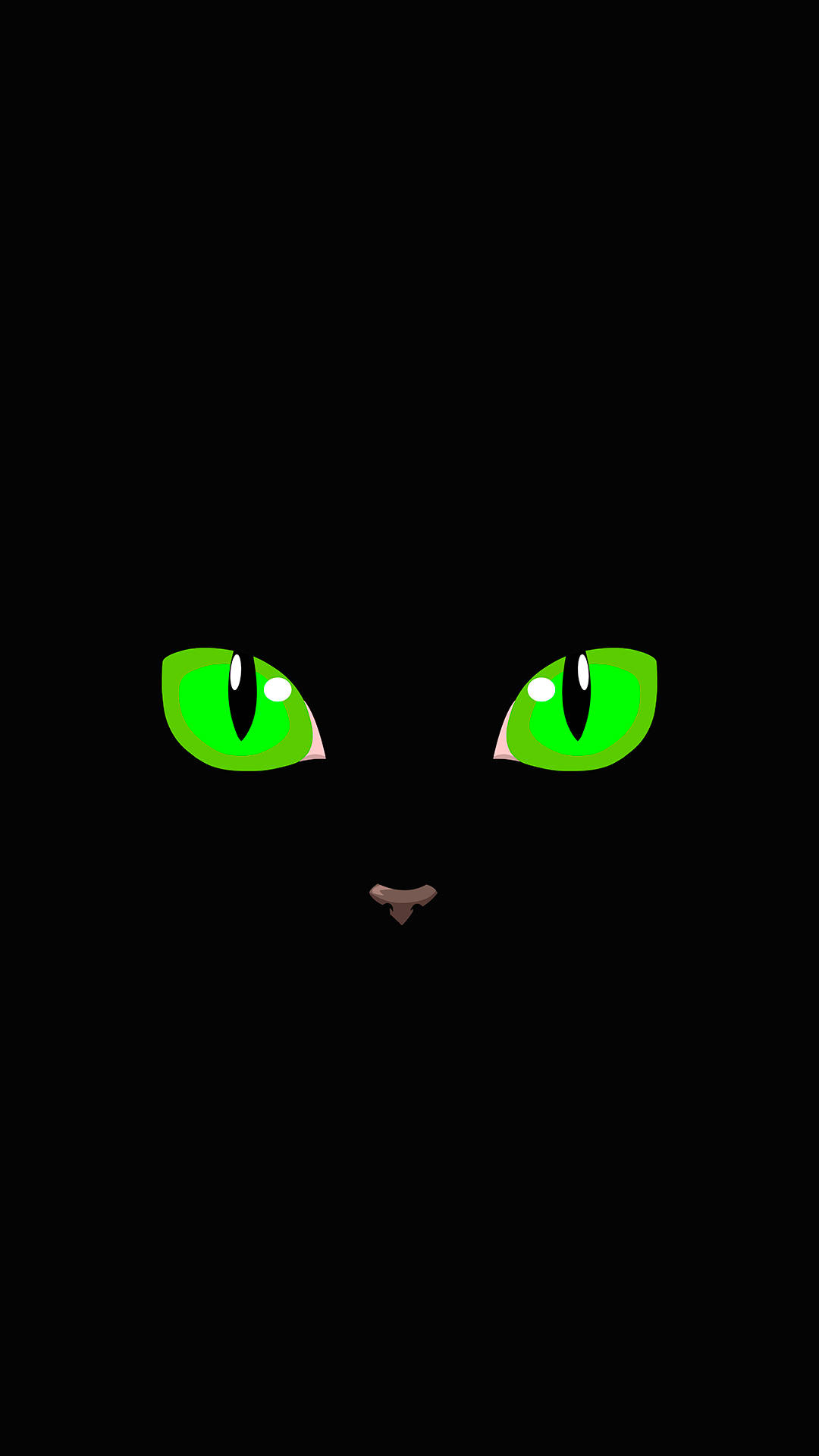 Cat Eyes OLED Phone, black cat's glowing green eyes, tiny nose, Full HD Phone Wallpaper