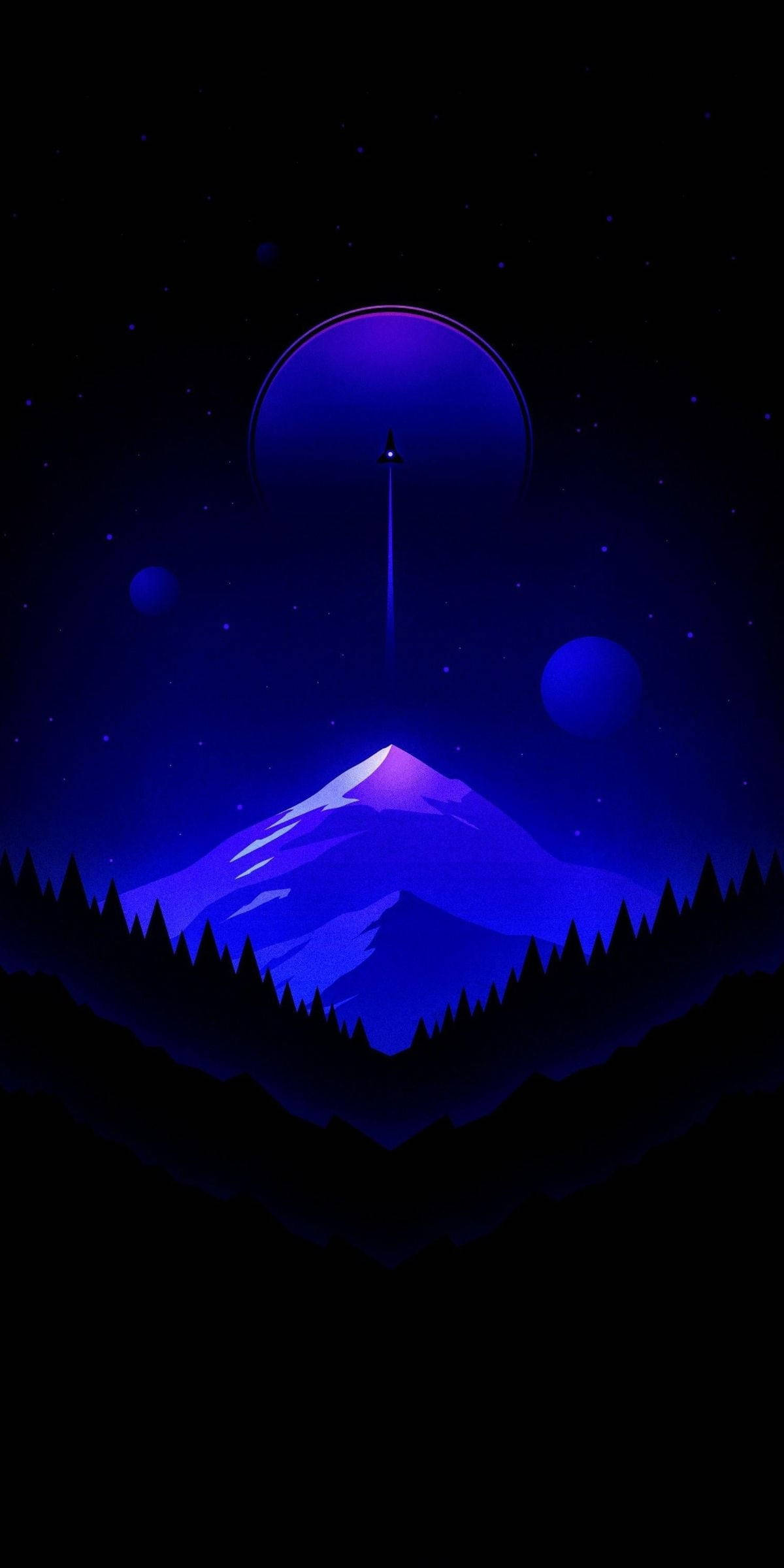blue atmosphere, OLED display, mountain peak, Full HD Phone Wallpaper