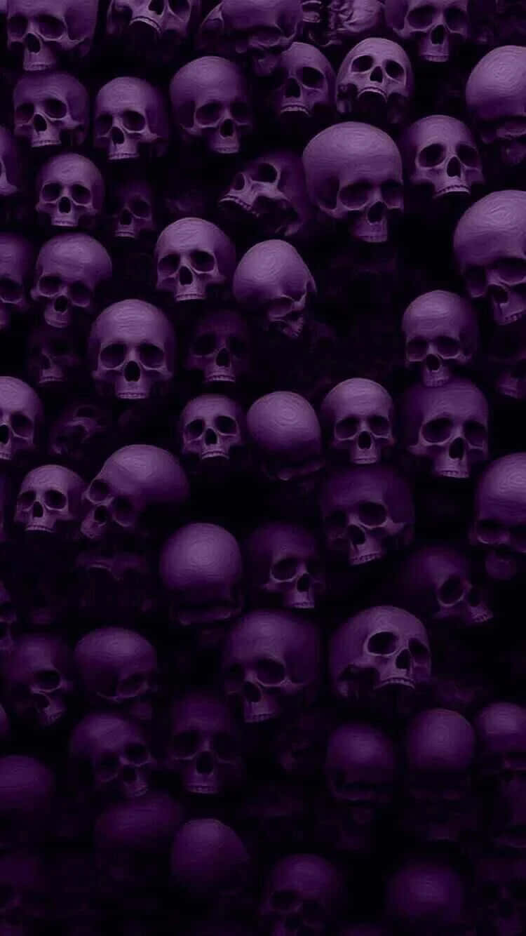 Phonk, purple skulls, hauntingly repetitive pattern, HD Phone Wallpaper