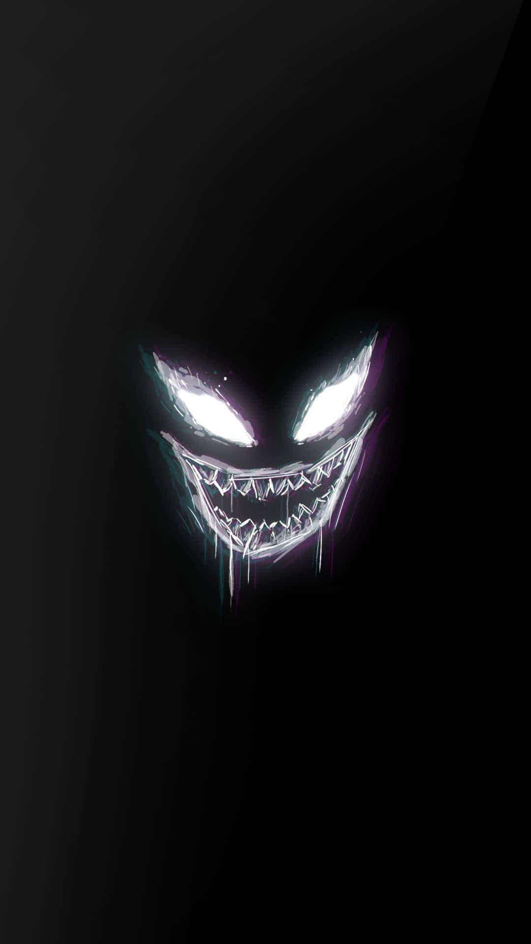 Phonk, glowing white jagged grin, sharp teeth, Full HD Phone Wallpaper