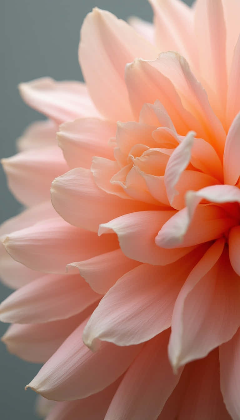 peach dahlia, layered petals, muted gray background, HD Phone Wallpaper