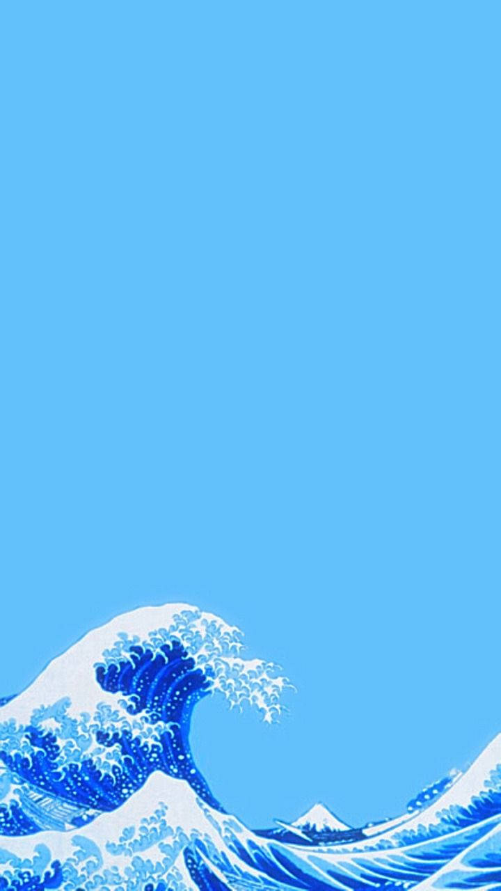the great wave blue aesthetic, blue wave, clear sky, HD Phone Wallpaper