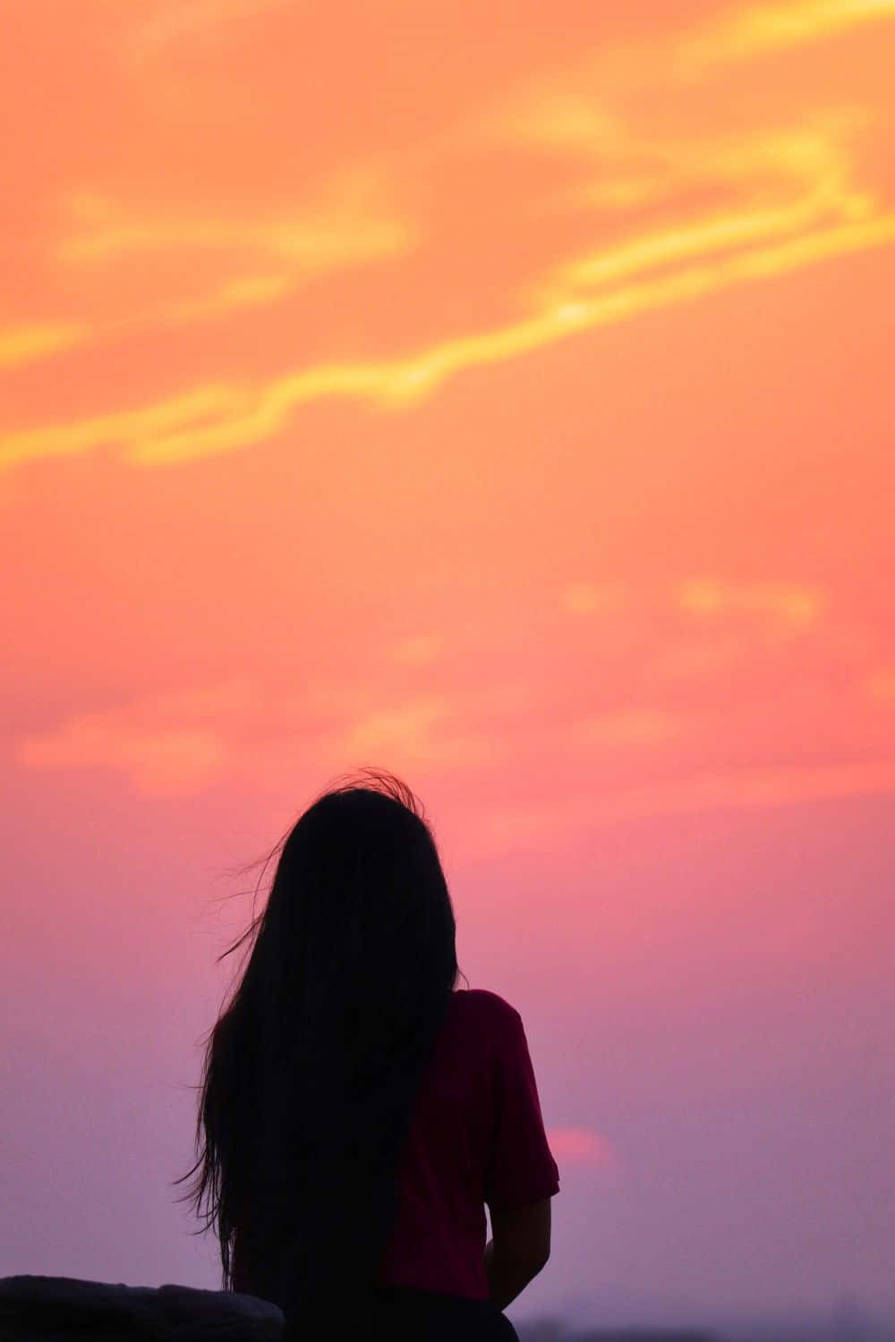 sunset, vibrant orange and pink sunset sky, wispy clouds, HD Phone Wallpaper