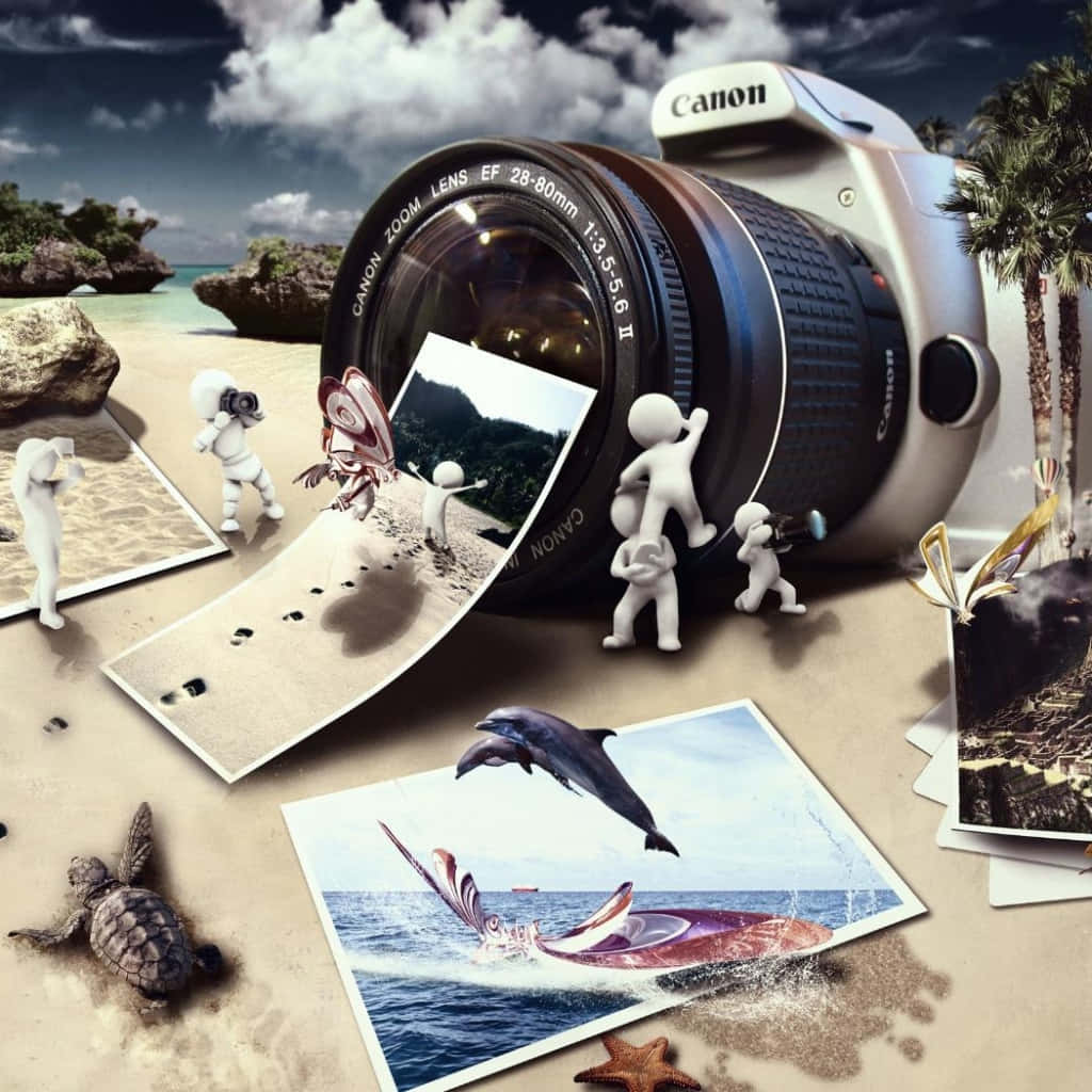 professional camera, beach, cloudy sky, SD Desktop Wallpaper