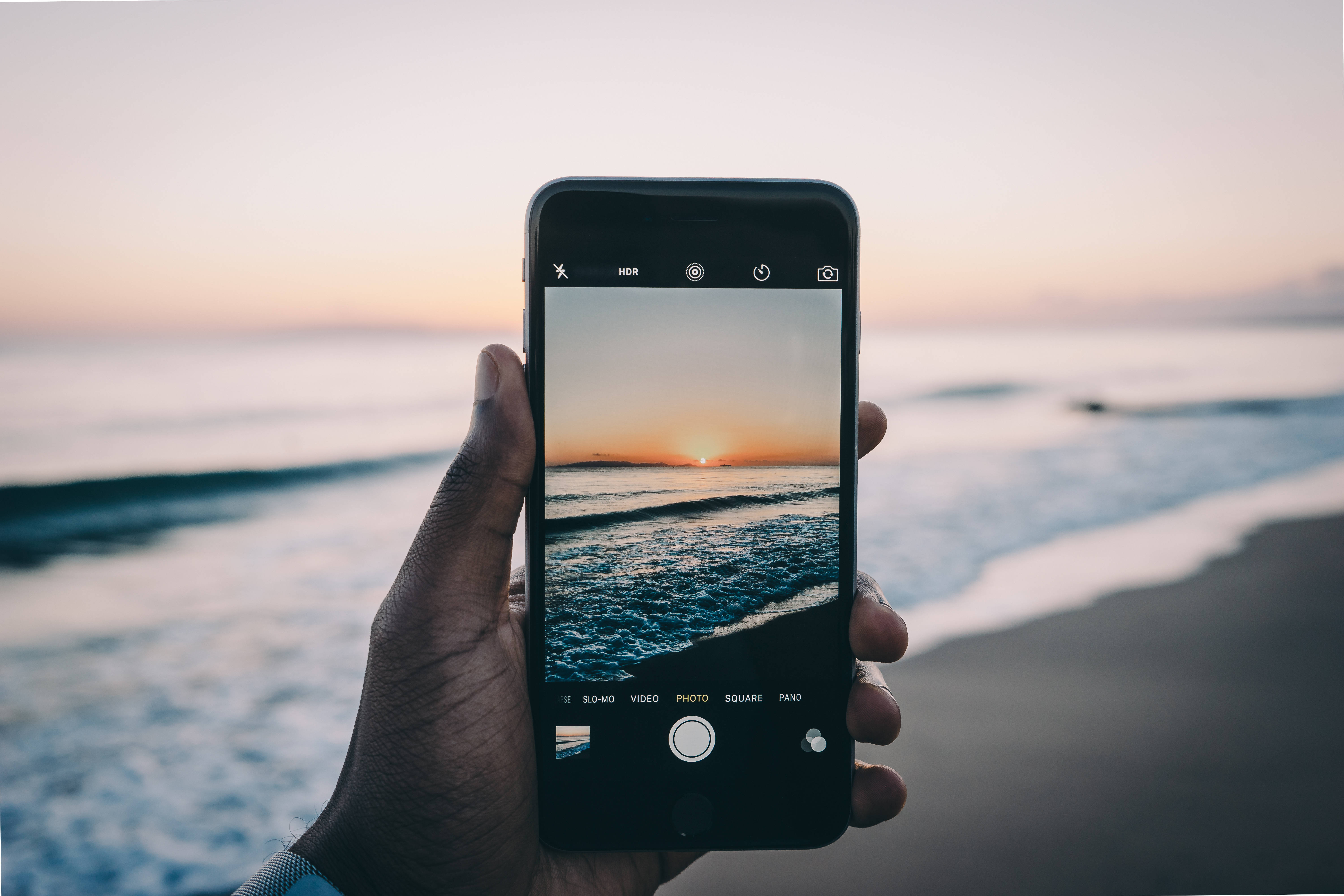Sunset, Ocean, Gentle waves, 5K Desktop Wallpaper