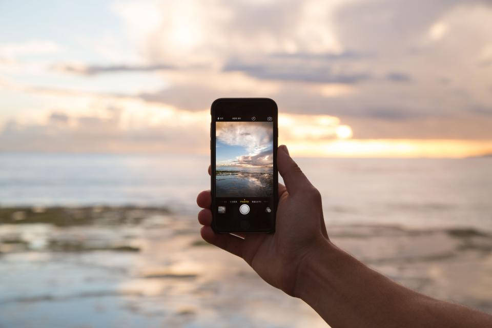 iPhone, sunset, ocean, SD Desktop Wallpaper