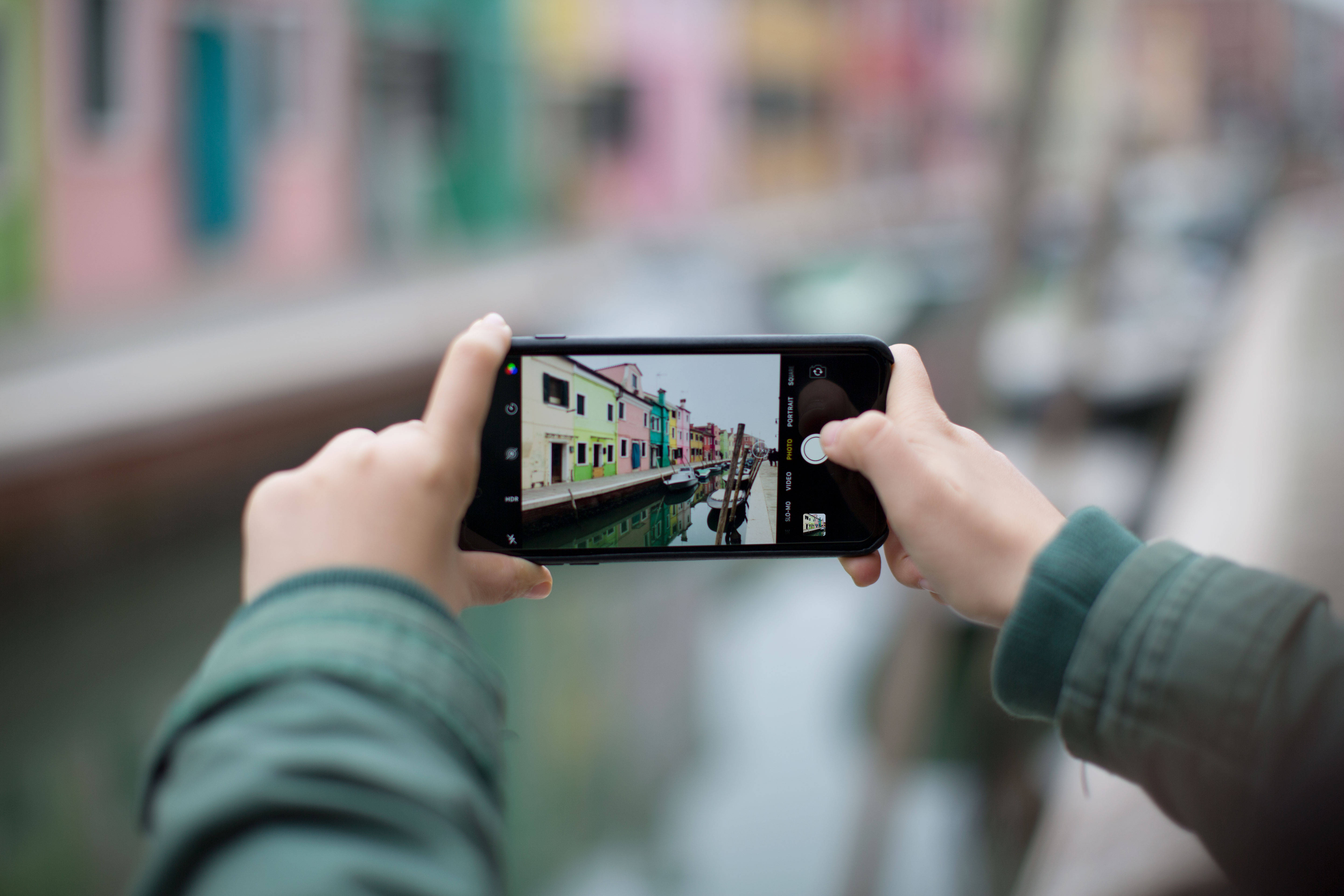 iPhone Photography, smartphone, vibrant canal scene, 5K Desktop Wallpaper